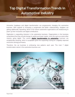 Top Digital Transformation Trends in Automotive Industry