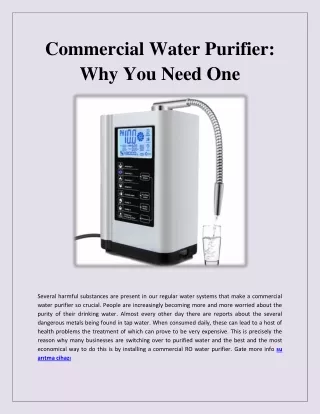 commercial water purifier why you need one