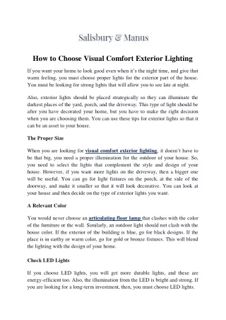 How to Choose Visual Comfort Exterior Lighting