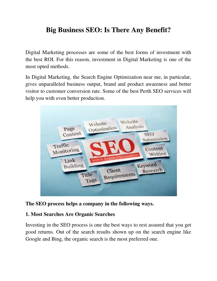 big business seo is there any benefit