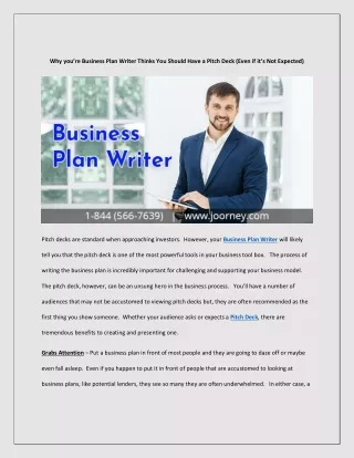 why you re business plan writer thinks you should