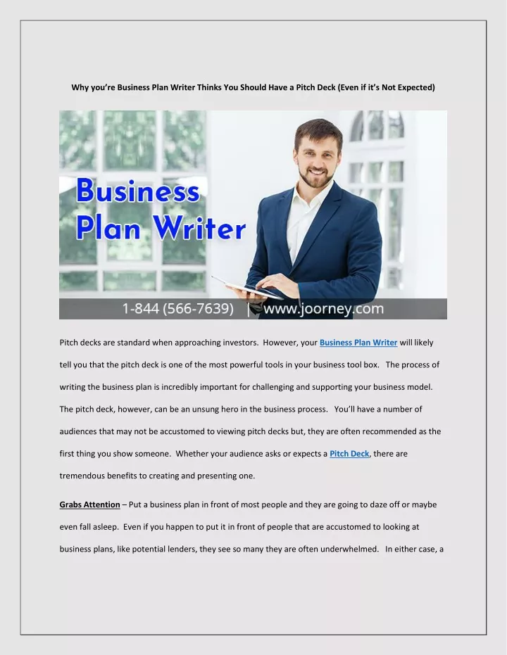 why you re business plan writer thinks you should