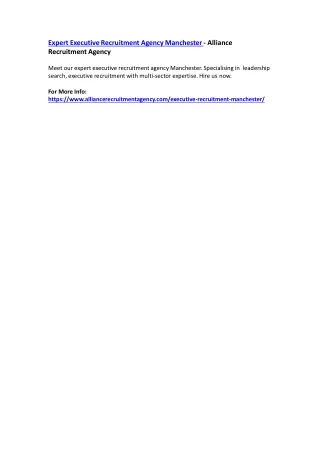 expert executive recruitment agency manchester