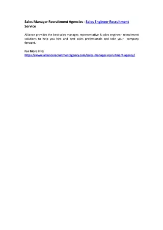 sales manager recruitment agencies sales engineer