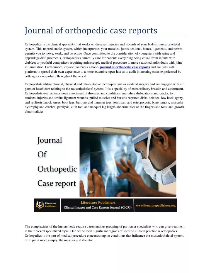 journal of orthopedic case reports