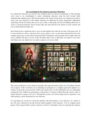 are you looking for the character generator read