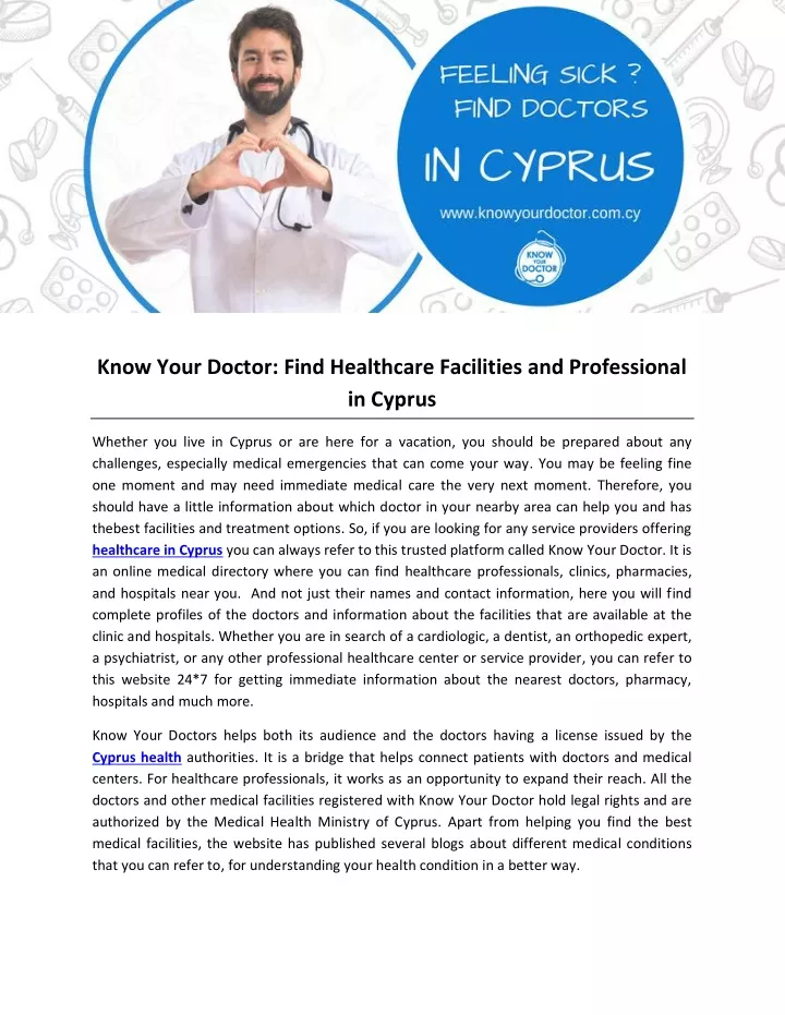 know your doctor find healthcare facilities