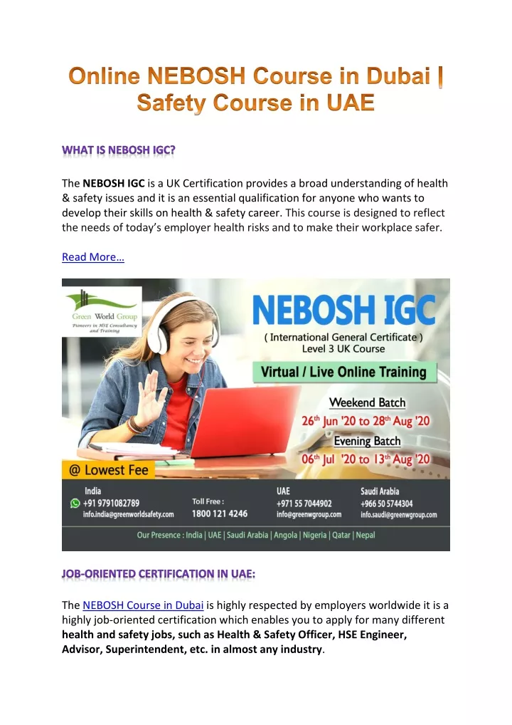 the nebosh igc is a uk certification provides