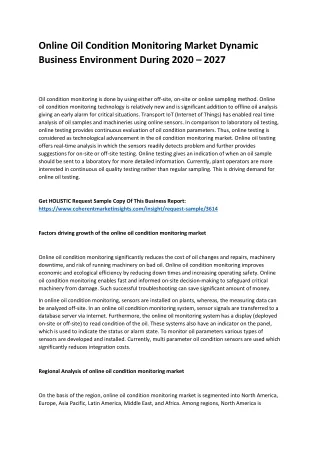 online oil condition monitoring market dynamic
