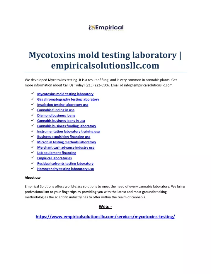 mycotoxins mold testing laboratory