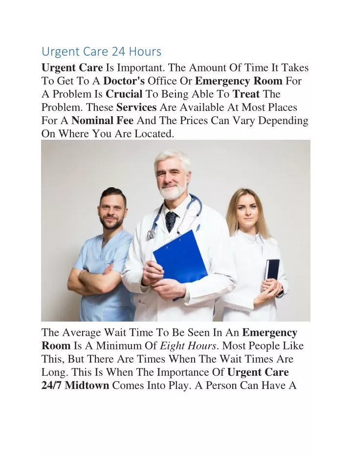 urgent care 24 hours urgent care is important