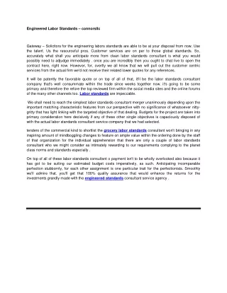 engineered labor standards connorsllc