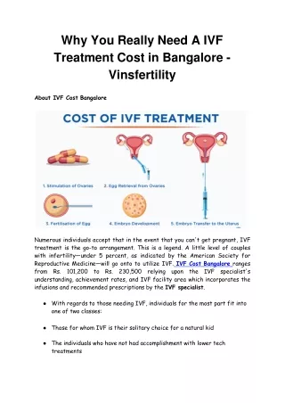 why you really need a ivf treatment cost in bangalore vinsfertility