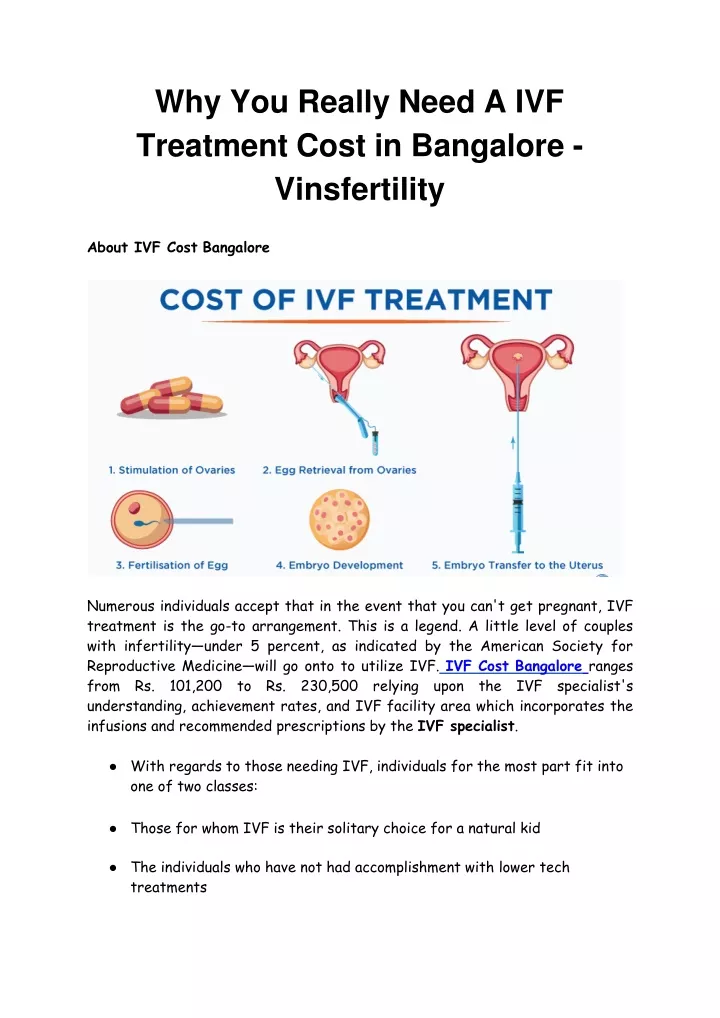 why you really need a ivf treatment cost in bangalore vinsfertility