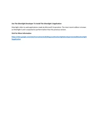 use the silverlight developer to install
