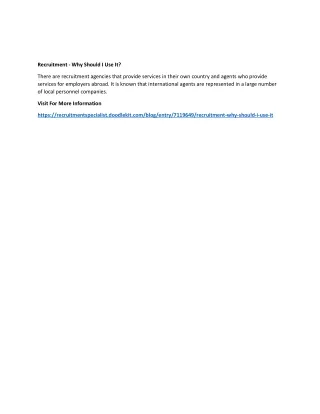 recruitment why should i use it