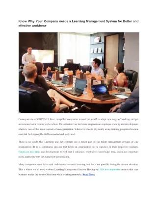 Know Why Your Company needs a Learning Management System for Better and effective workforce