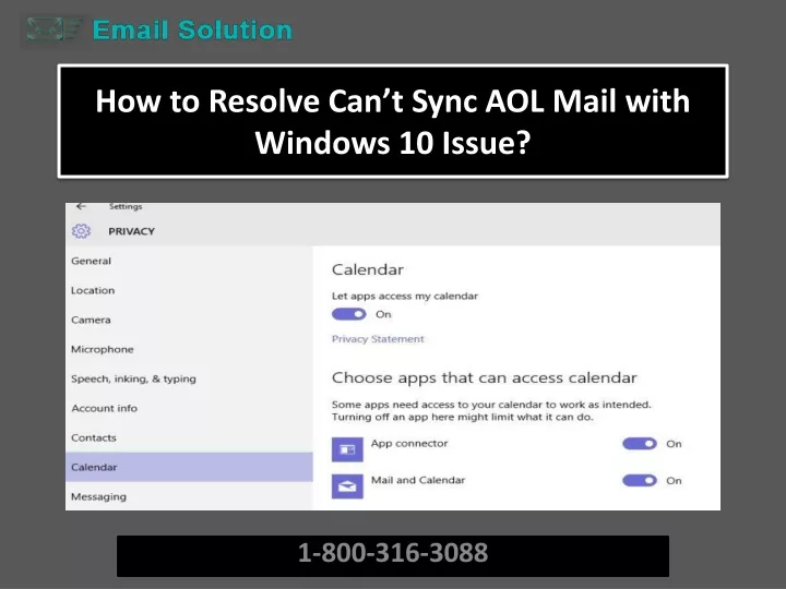 how to resolve can t sync aol mail with windows 10 issue