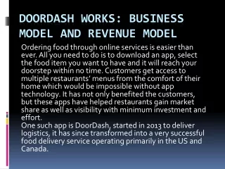 DoorDash Works: Business Model and Revenue Model