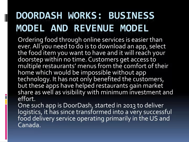 doordash works business model and revenue model