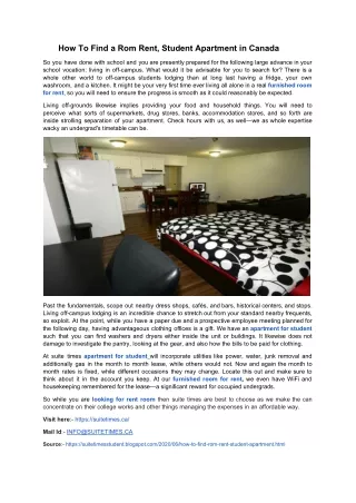 how to find a rom rent student apartment in canada
