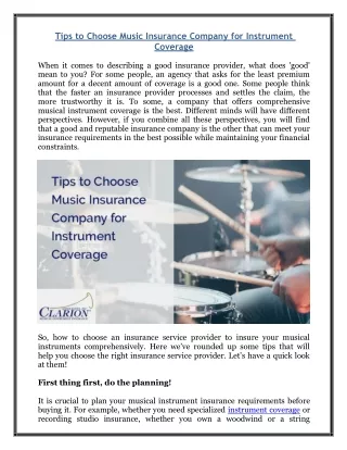 tips to choose music insurance company