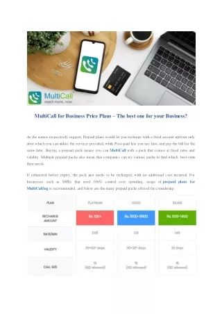 multicall for business price plans the best