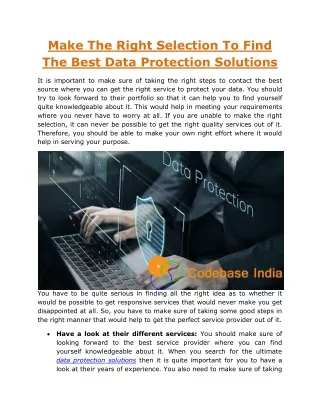 Make Right Selection Of Best Data Protection Solutions