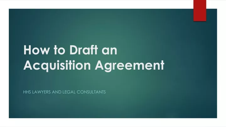 how to draft an acquisition agreement