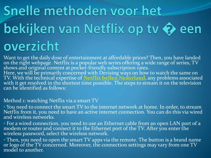 snelle methoden voor het bekijken van netflix op tv een overzicht