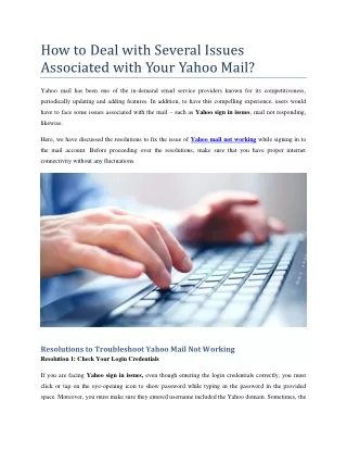 How to Deal with Several Issues Associated with Your Yahoo Mail?