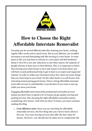 how to choose the right affordable interstate
