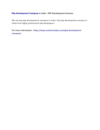 php development company in india php development