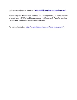 ionic app development services html5 mobile