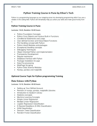 Python Training Course | Python training in Pune