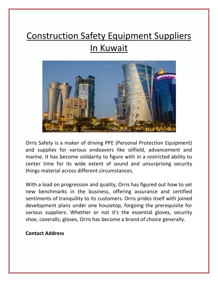 construction safety equipment suppliers in kuwait