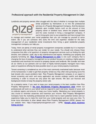 professional approach with the residential