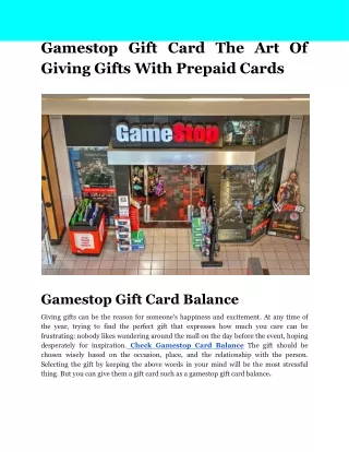 Gamestop Gift Card Balance Check, Check Gamestop Card Balance