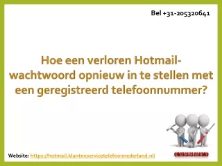 Hoe een verloren Hotmail-wachtwoord opnieuw in te stellen met een geregistreerd telefoonnummer?