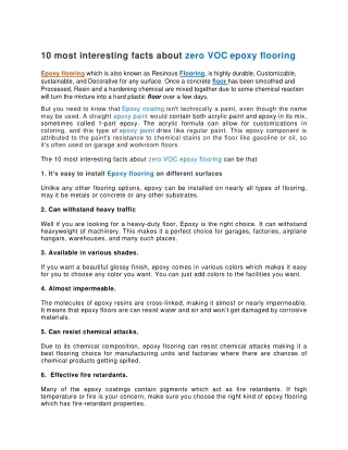 10 most interesting facts about zero VOC epoxy flooring