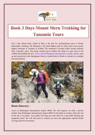 Book 3 Days Mount Meru Trekking for Tanzania Tours