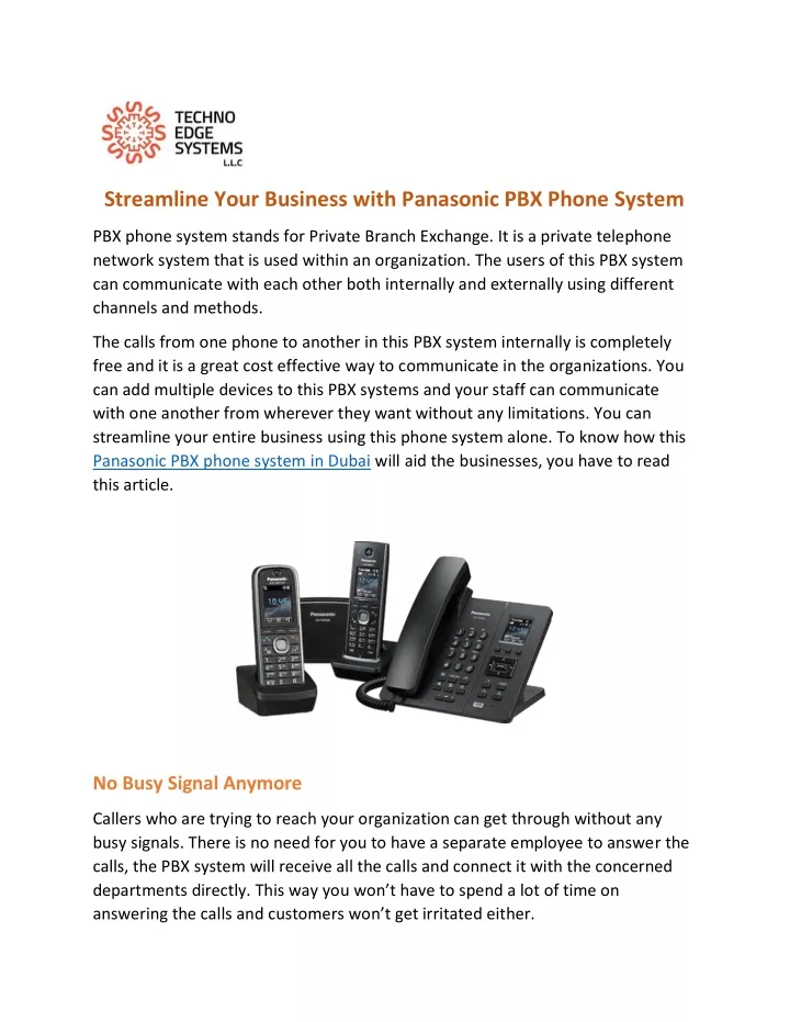 streamline your business with panasonic pbx phone