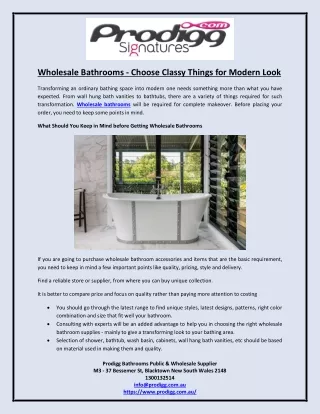Wholesale Bathrooms - Choose Classy Things for Modern Look