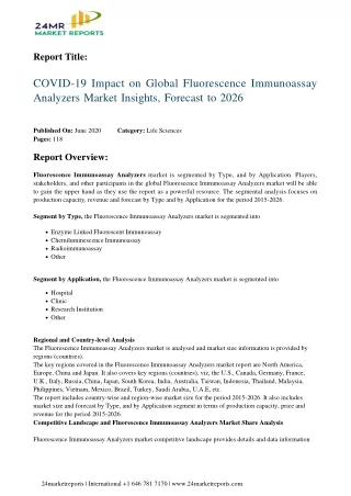 Fluorescence Immunoassay Analyzers Market Insights, Forecast to 2026