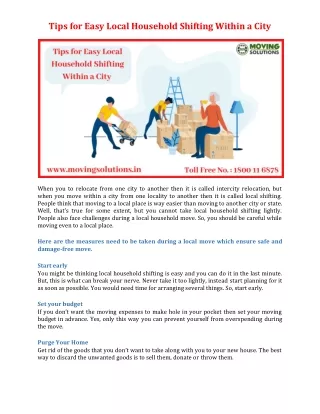 tips for easy local household shifting within