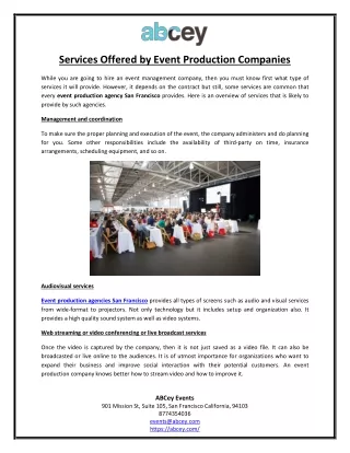 services offered by event production companies