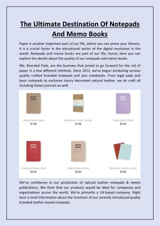 the ultimate destination of notepads and memo