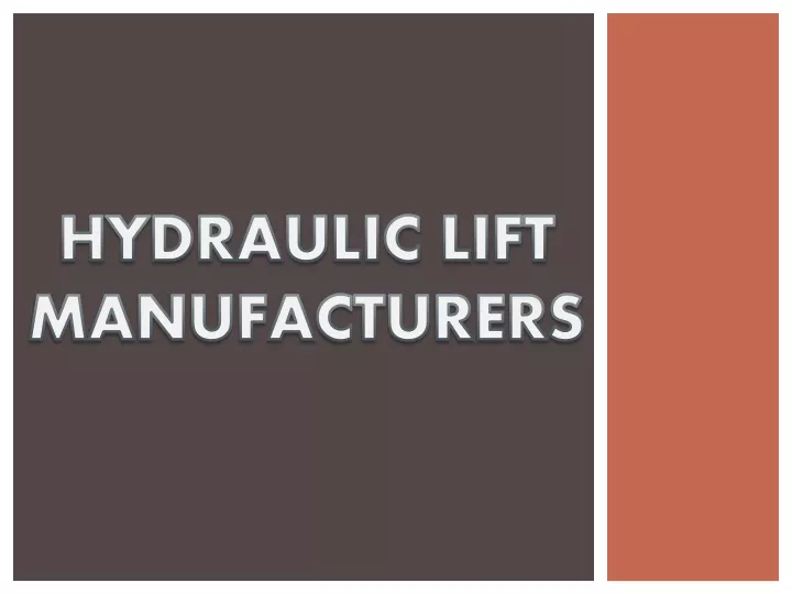 hydraulic lift manufacturers