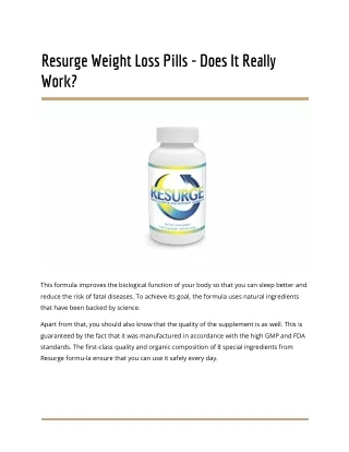 Resurge Review – A Genuine Weight Loss Supplement?