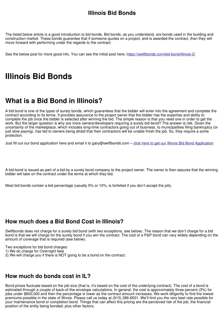 illinois bid bonds